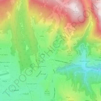 Mapa topográfico Costa, altitude, relevo