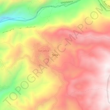 Mapa topográfico Toche, altitude, relevo
