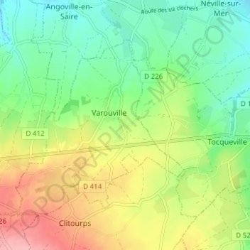 Mapa topográfico Hau de la Lande, altitude, relevo