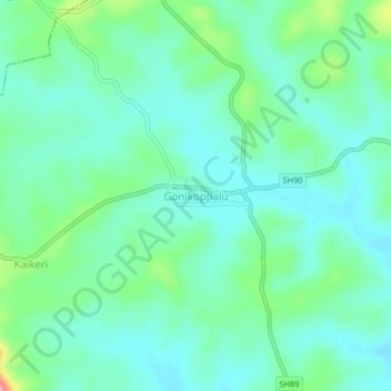 Mapa topográfico Gonikoppalu, altitude, relevo