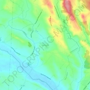 Mapa topográfico Les Crozes, altitude, relevo