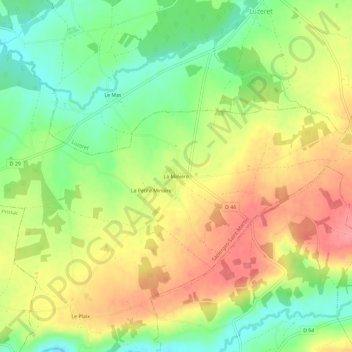 Mapa topográfico La Minière, altitude, relevo