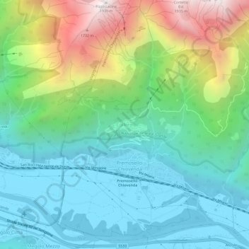 Mapa topográfico Colloro, altitude, relevo