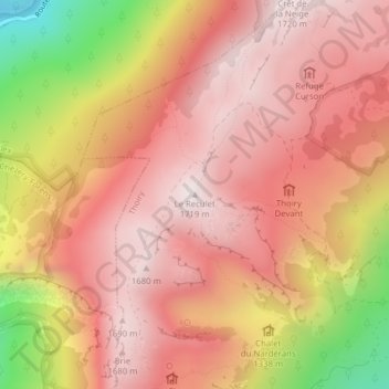 Mapa topográfico Le Reculet, altitude, relevo