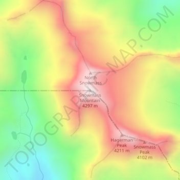 Mapa topográfico Snowmass Mountain, altitude, relevo