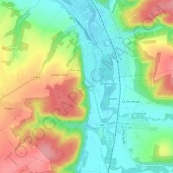 Mapa topográfico La Foudre, altitude, relevo