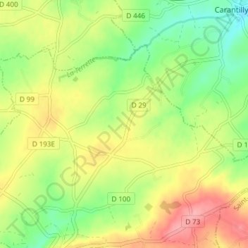 Mapa topográfico La Roulandière, altitude, relevo