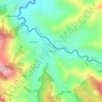 Mapa topográfico El Chical, altitude, relevo