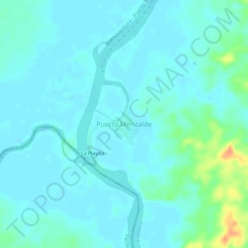 Mapa topográfico Puerto Merizalde, altitude, relevo