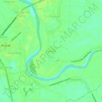 Mapa topográfico Batasan, altitude, relevo