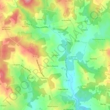 Mapa topográfico L'Écurbie, altitude, relevo