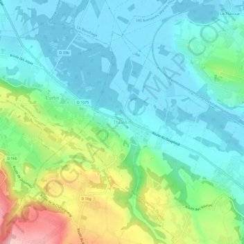 Mapa topográfico Thuellin, altitude, relevo