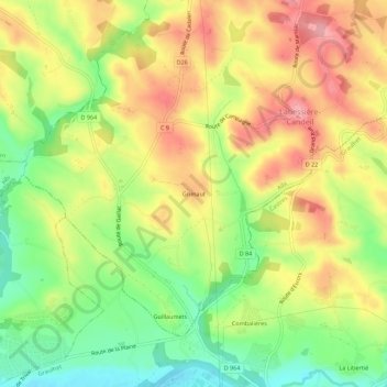 Mapa topográfico Grimaut, altitude, relevo