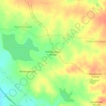 Mapa topográfico Pathakodangal Thanda, altitude, relevo