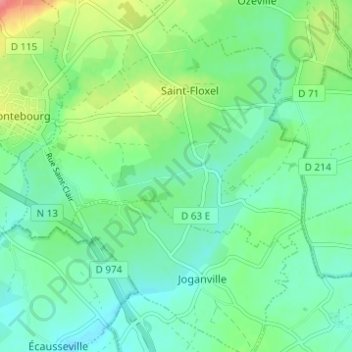 Mapa topográfico La Ruetterie, altitude, relevo