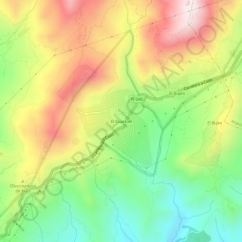 Mapa topográfico El Cuartón, altitude, relevo