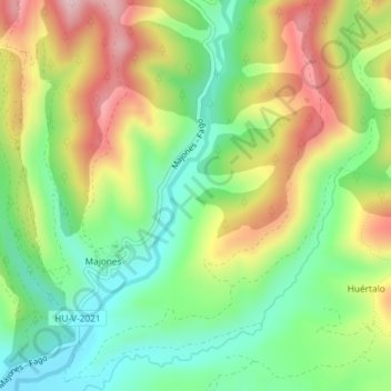 Mapa topográfico Lavelan, altitude, relevo