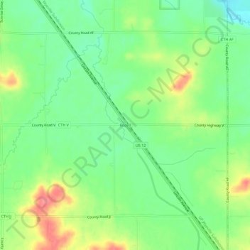 Mapa topográfico Rodell, altitude, relevo