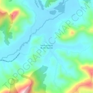 Mapa topográfico Santo Antônio do Rio Grande, altitude, relevo