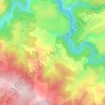 Mapa topográfico Ligeac, altitude, relevo
