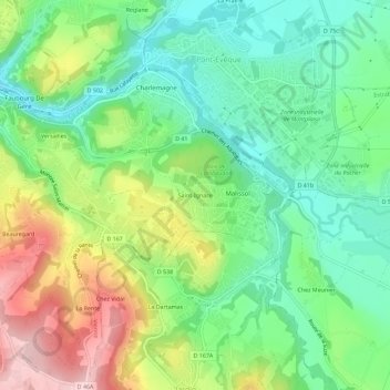 Mapa topográfico Saint-Ignace, altitude, relevo