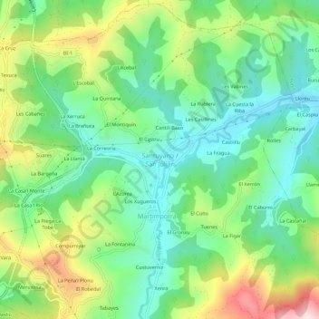 Mapa topográfico San Julián, altitude, relevo