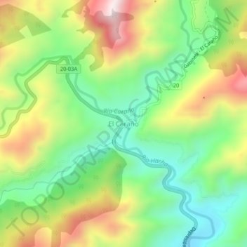 Mapa topográfico El Caraño, altitude, relevo