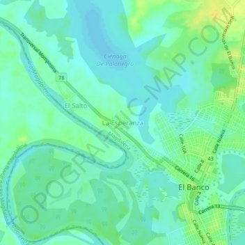 Mapa topográfico La Esperanza, altitude, relevo