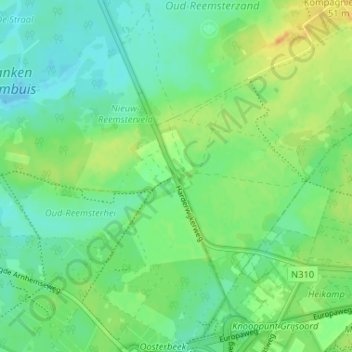 Mapa topográfico Oud-Reemst, altitude, relevo