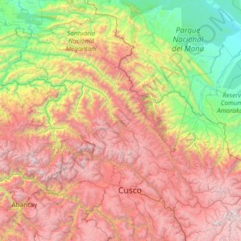 Mapa topográfico Calca, altitude, relevo