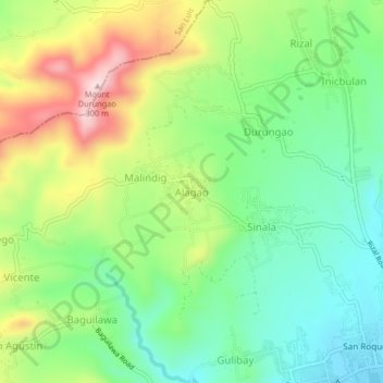 Mapa topográfico Alagao, altitude, relevo