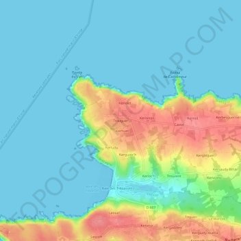 Mapa topográfico Trouguer, altitude, relevo