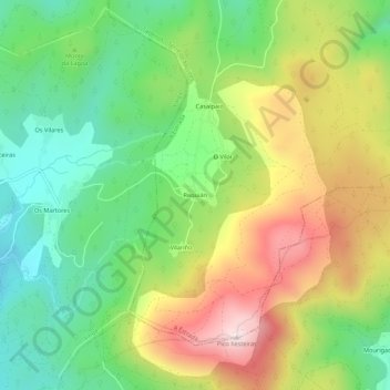Mapa topográfico Requián, altitude, relevo