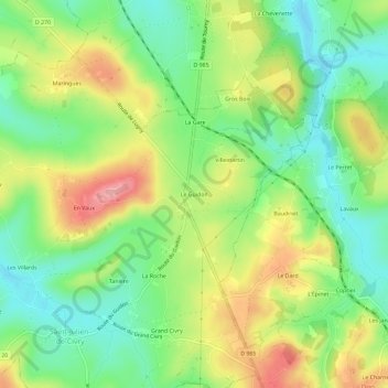 Mapa topográfico Le Guidon, altitude, relevo