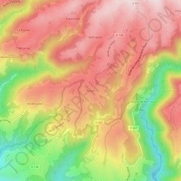 Mapa topográfico Palays, altitude, relevo