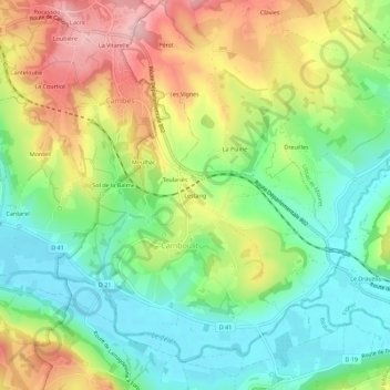 Mapa topográfico Lestang, altitude, relevo