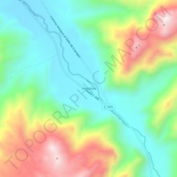 Mapa topográfico Hornitos, altitude, relevo