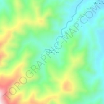 Mapa topográfico Batangan, altitude, relevo