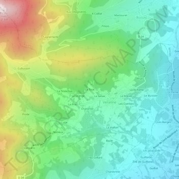 Mapa topográfico Le Tout, altitude, relevo