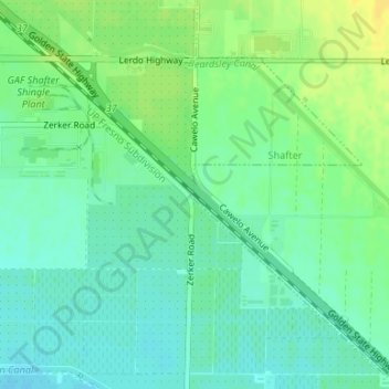 Mapa topográfico Lerdo, altitude, relevo
