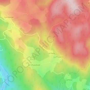 Mapa topográfico Puy Monteil, altitude, relevo