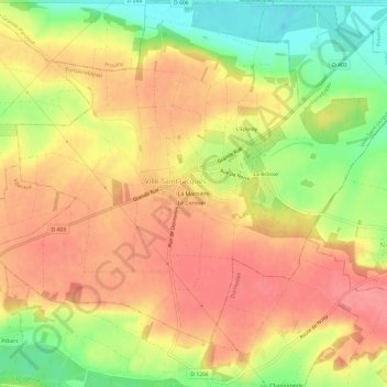 Mapa topográfico La Marnière, altitude, relevo
