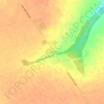 Mapa topográfico Caravágio, altitude, relevo