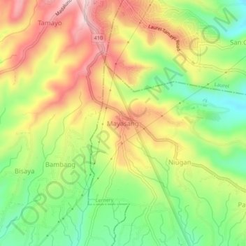 Mapa topográfico Mayasang, altitude, relevo