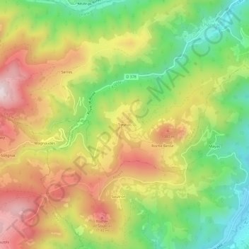 Mapa topográfico Treynas, altitude, relevo