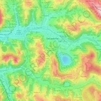 Mapa topográfico Miramont, altitude, relevo