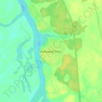 Mapa topográfico Dubovyy mys, altitude, relevo