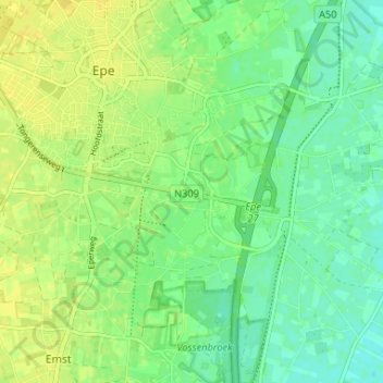Mapa topográfico Zuuk, altitude, relevo