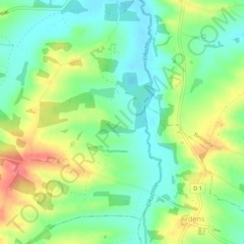 Mapa topográfico Laussone, altitude, relevo