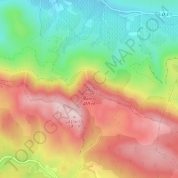 Mapa topográfico Roque-Blanco, altitude, relevo